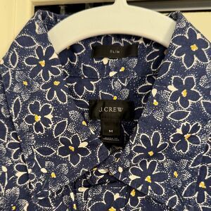 J. Crew Blue Floral Casual Button Down Shirt Men’s Medium J Crew Navy